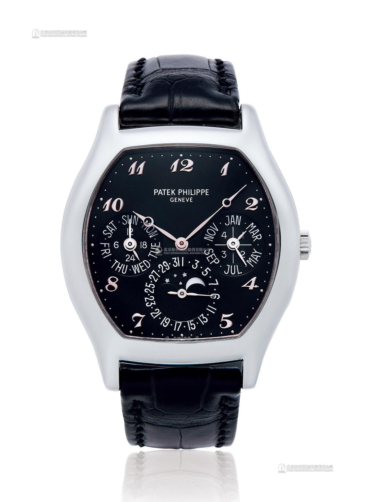 PATEK PHILIPPE A WHITE GOLD PERPETUAL CALENDAR AUTOMATIC WRISTWATCH WITH MOON-PHASE INDICATION