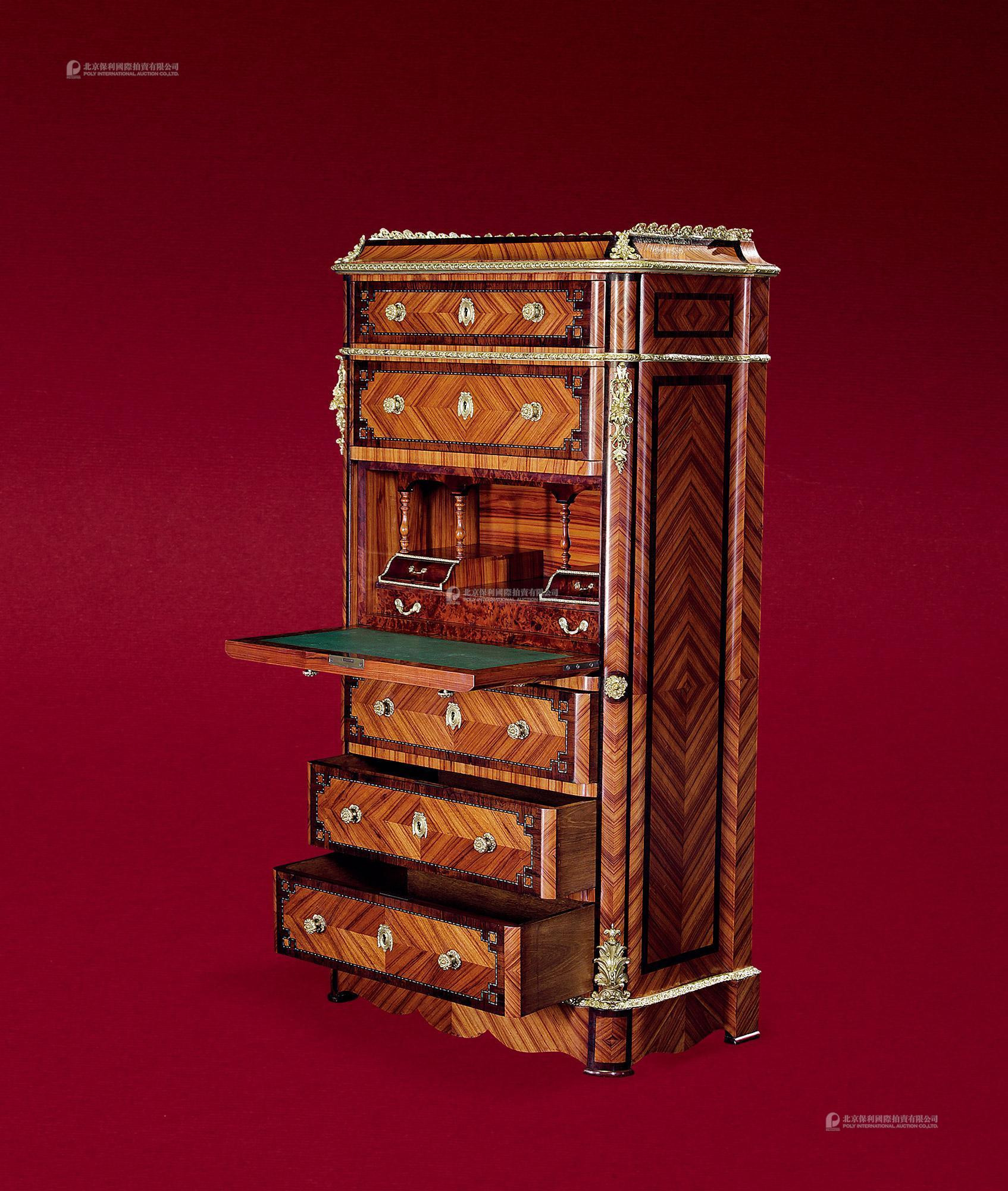 A FRENCH LOUIS XIV STYLE MARQUETRY SECRETARY DESK