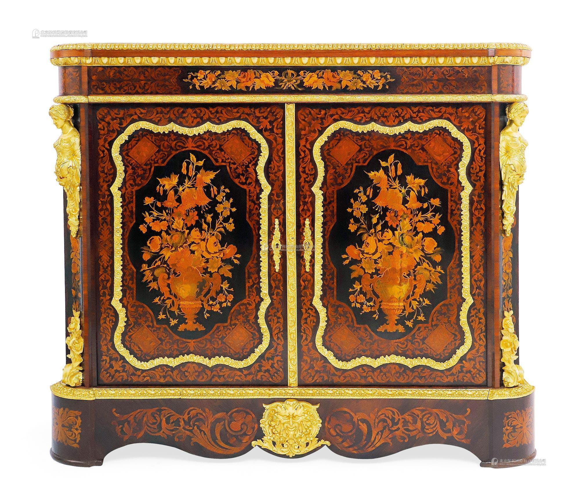 A FRENCH GILT BRONZE MARQUETRY MEUBLE D’APPUI