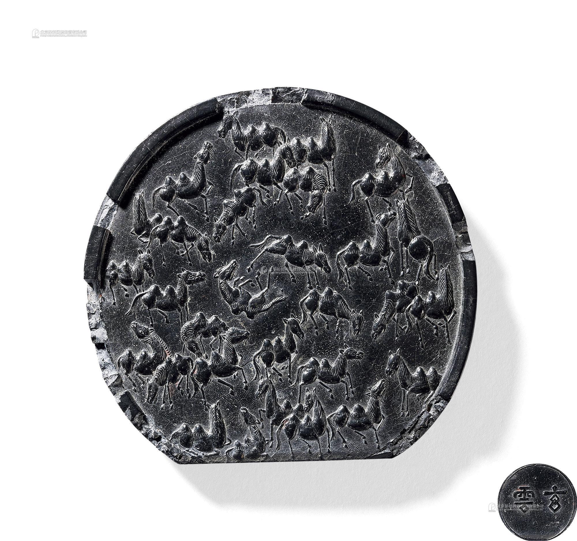 A INK STICKS WITH DESIGN OF CAMEL AND CLOUD， MADE BY LONGQING PERIOD， MING DYNASTY