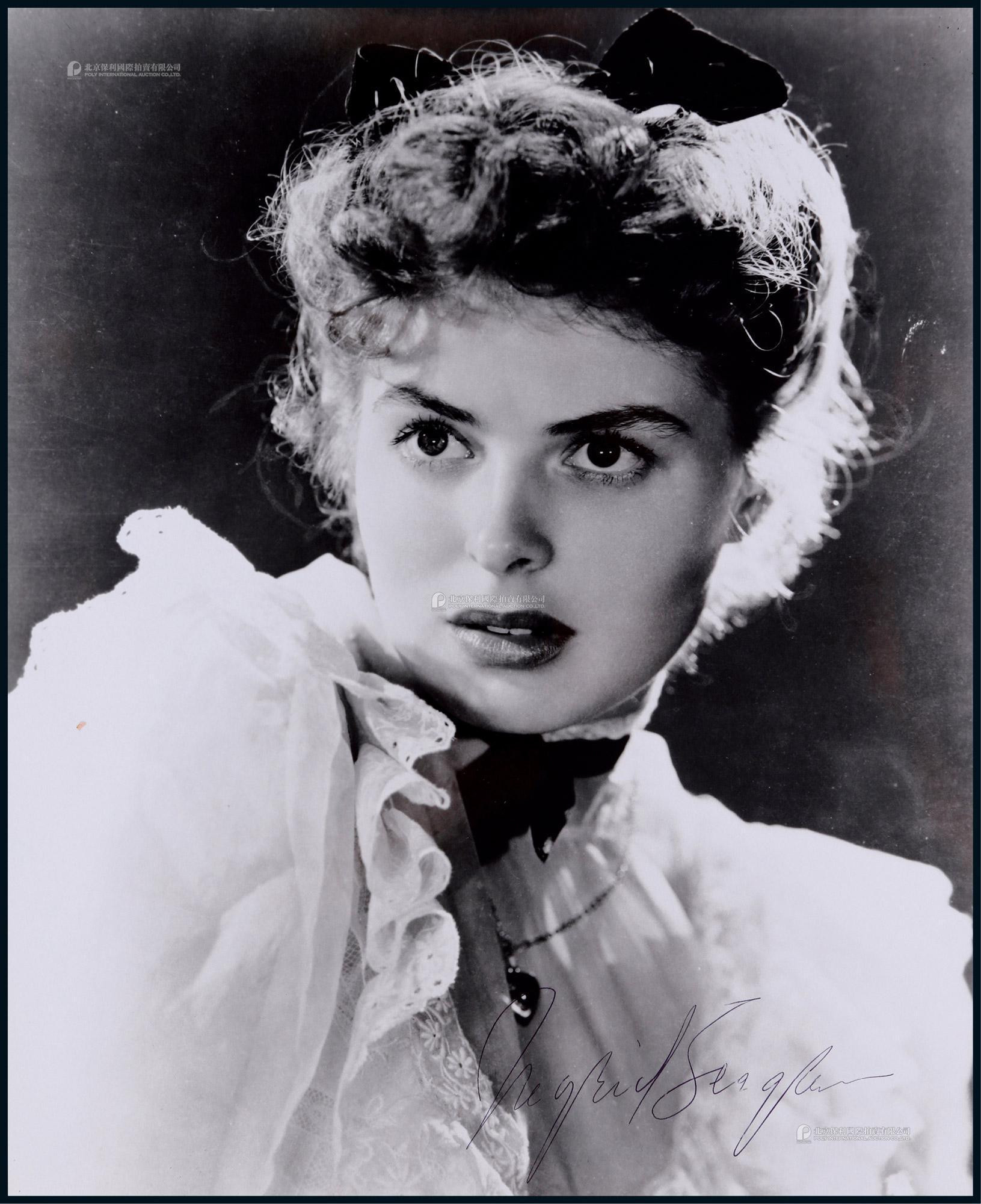 The autographed photo of Ingrid Bergman, “First Lady of Hollywood”, with certificate