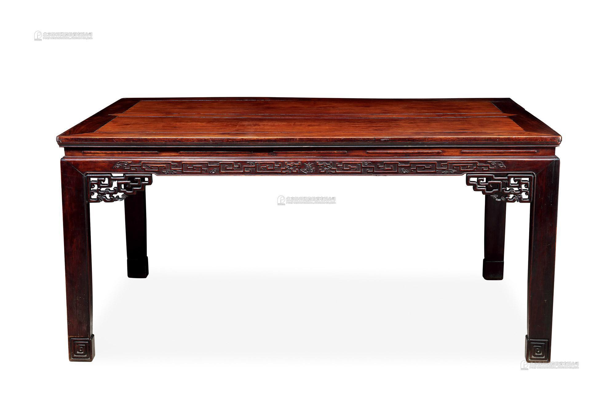 A LARGE ROSEWOOD PAINTING TABLE WITH CHI-DRAGON DESIGN
