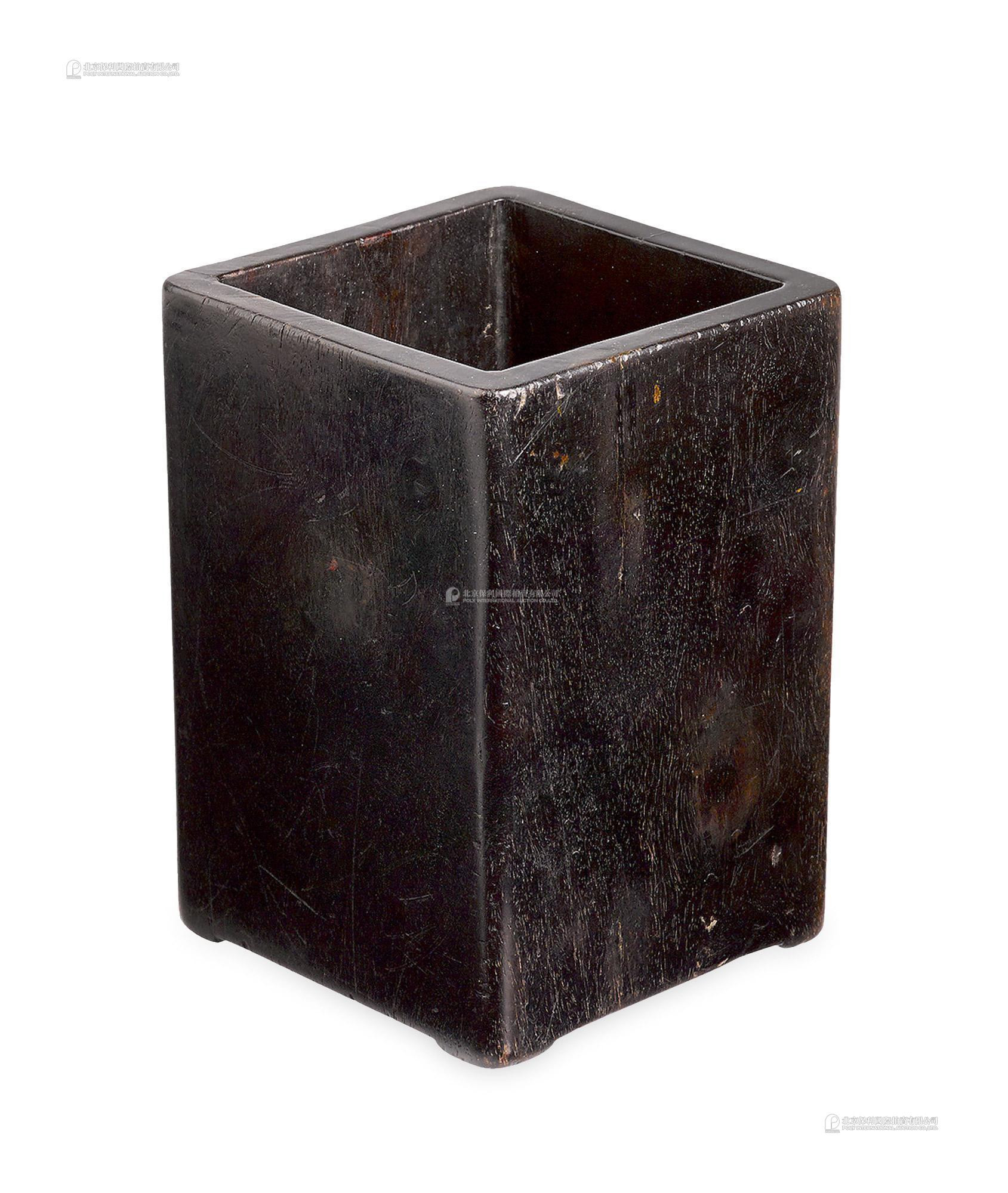 A Solid Zitan Square-Shaped Brushpot