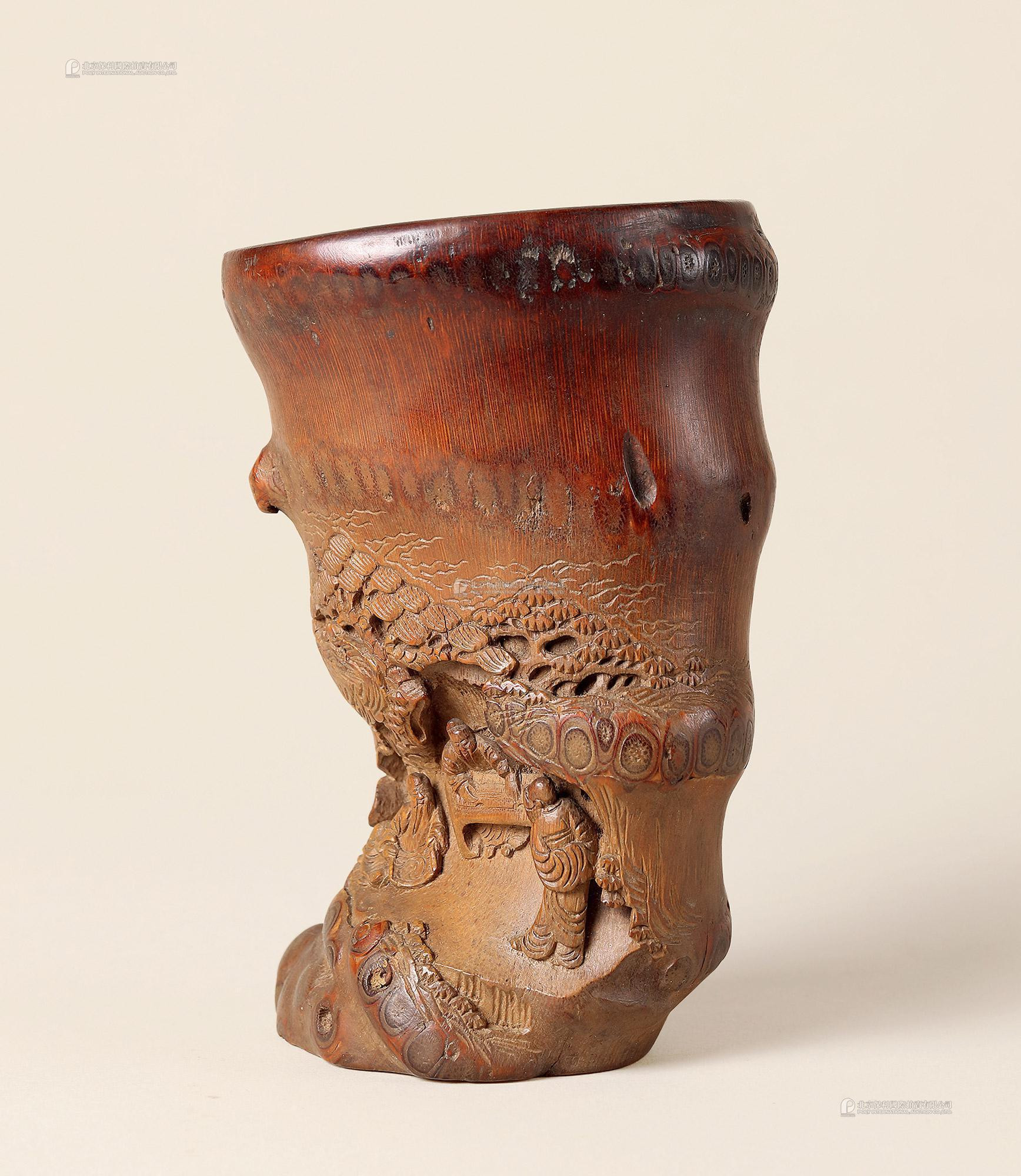 A BAMBOO CARVED ‘SCHOLAR GATHERING’ BRUSH POT