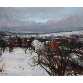 周小松 《旅程之三——斯洛伐克乡村公路小景》油画 50x60cm 2014年