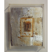 翁纪军 银色的头像系列 木板、箔、电子元件、大漆 25x18cm2009年  (3)