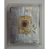 翁纪军 银色的头像系列 木板、箔、电子元件、大漆 25x18cm 2009年  (11)