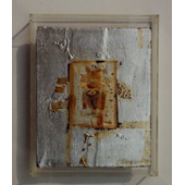 翁纪军 银色的头像系列 木板、箔、电子元件、大漆  25x18cm 2009年  (5)