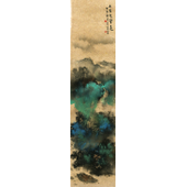 朱晏墨 山高泉声远   Waterfall 朱晏墨Zhu Yanmo 23X98cm 纸本Chinese art paper 2015