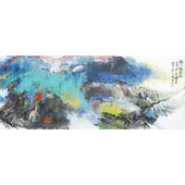 贺万里 小龙川观瀑图，100-246，2016年