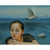 王念东 天鹅的沉思 Swan's meditation 100x80 cm oil on canvas 2013.JPG